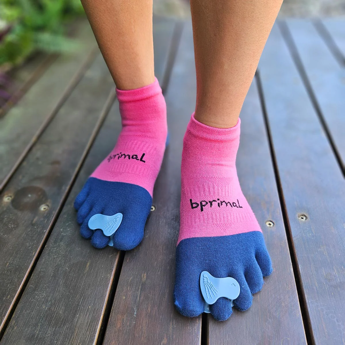 Bprimal Performance Five-Toe Socks - Womens - Regular Weight - Mini-Crew - Pink/Navy - Image 4