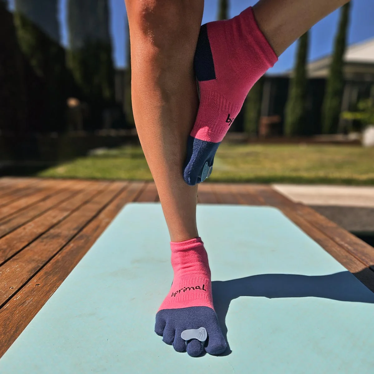 Bprimal Performance Five-Toe Socks - Womens - Regular Weight - Mini-Crew - Pink/Navy - Image 7