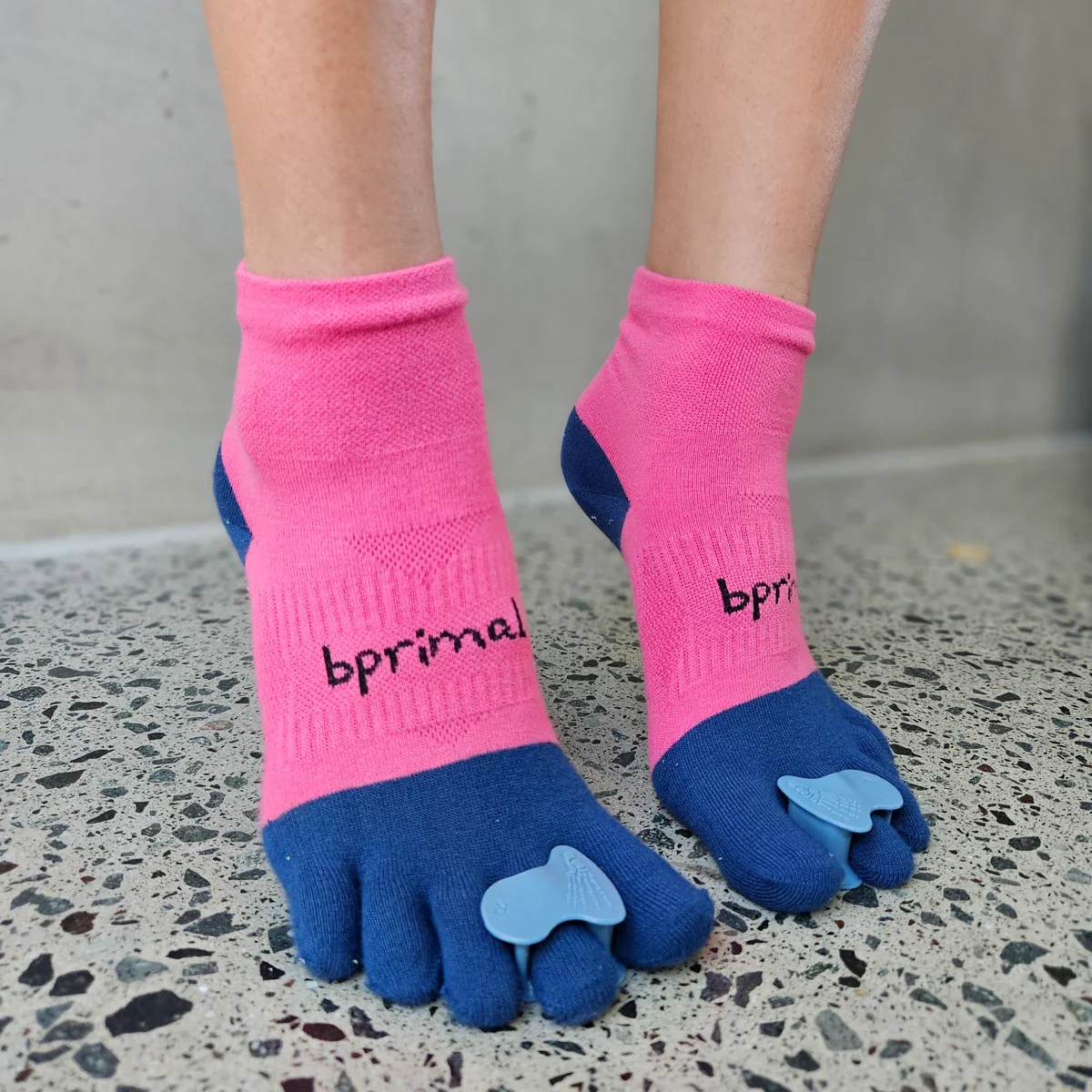 Bprimal Performance Five-Toe Socks - Womens - Regular Weight - Mini-Crew - Pink/Navy - Image 10