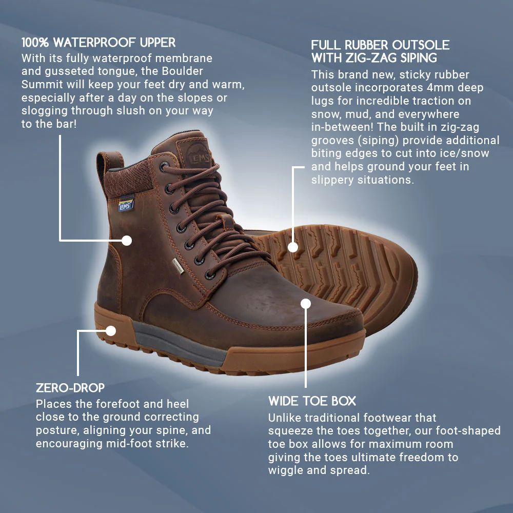 Lems - Waterproof Boulder Boot Summit - Rugged Bark (Unisex) - Image 6